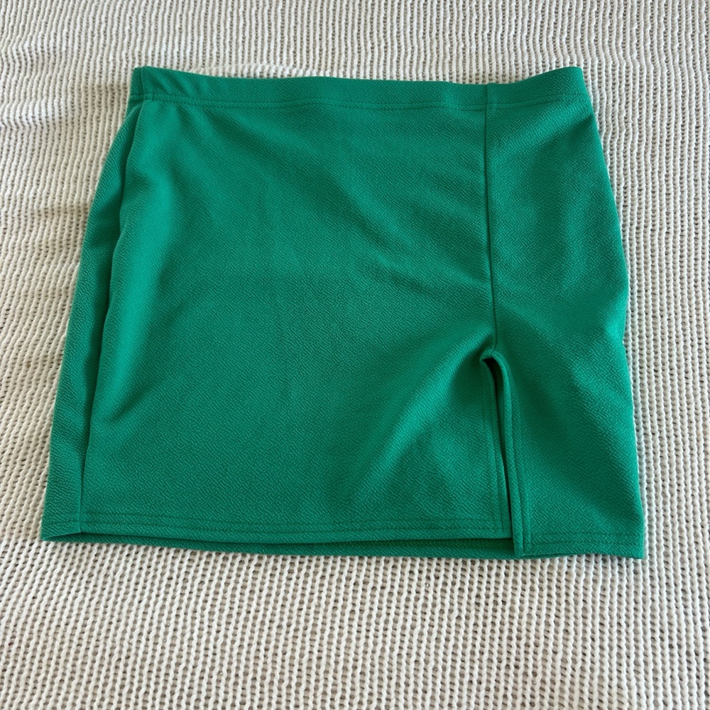 Green Mini Skirt with Side Slit